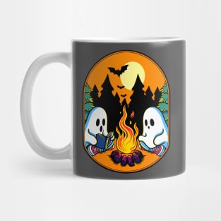 Vintage ghost book reading camping gothic halloween teachers Mug